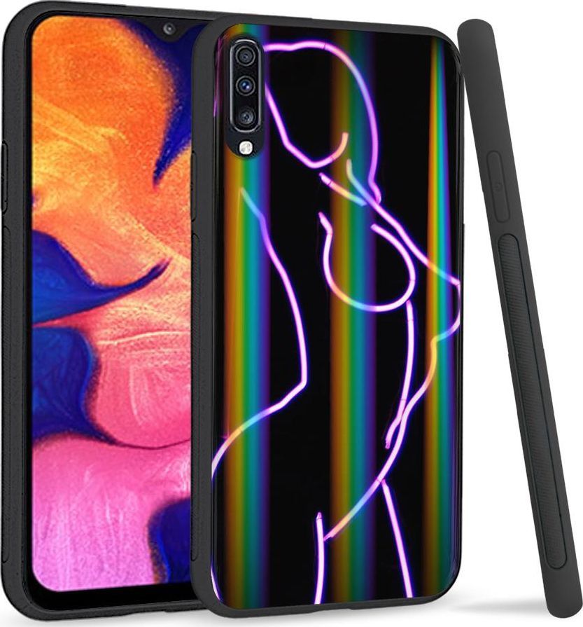 Mojworld Etui na telefon Samsung A70 Rainbow Case Lady Black 1