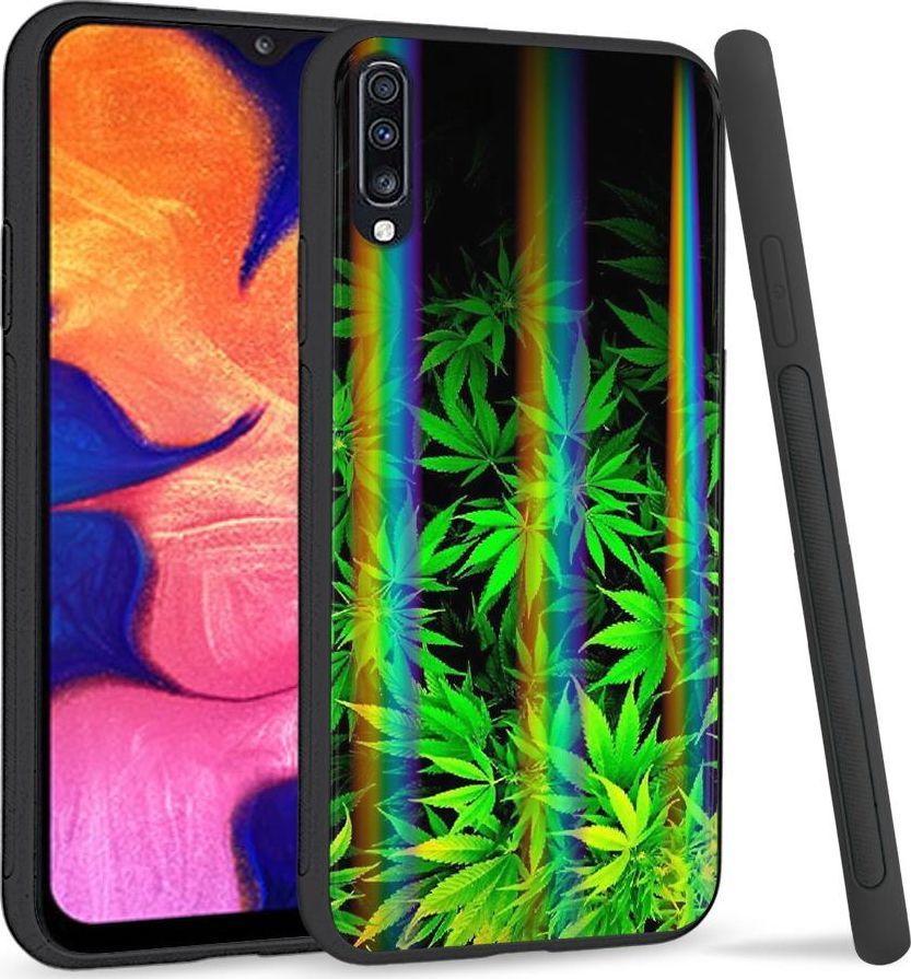 Mojworld Etui na telefon Samsung A70 Rainbow Case Czarne Zioło 1