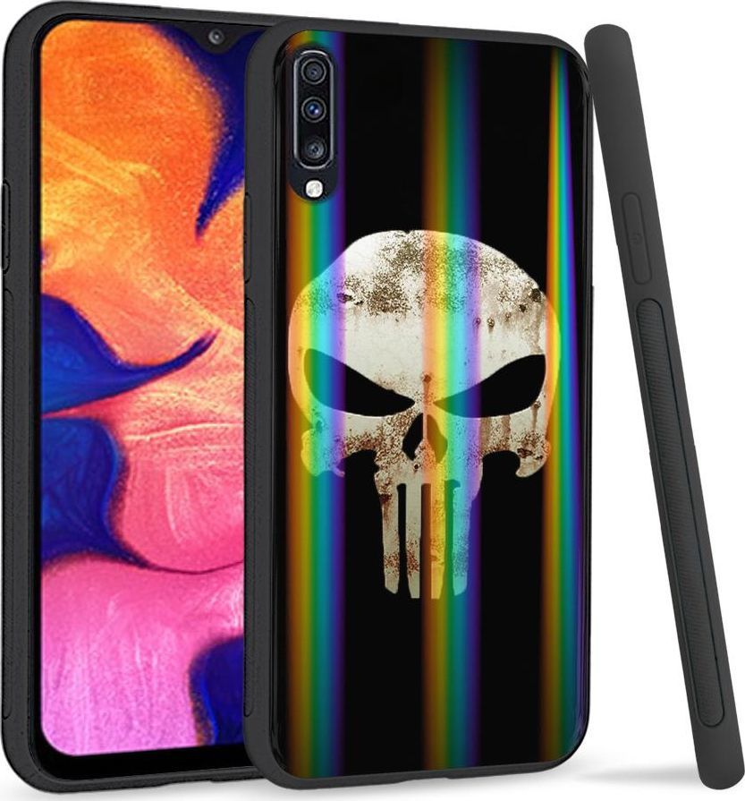 Mojworld Etui na telefon Samsung A70 Rainbow Case Czaszka 1