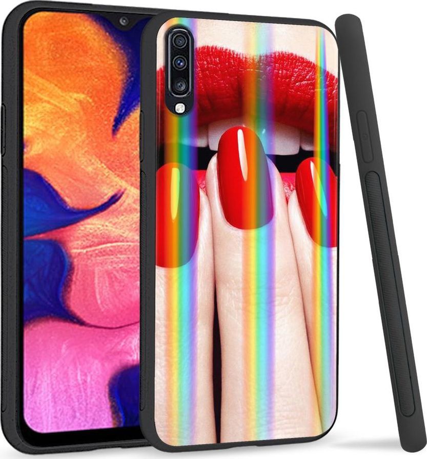 Mojworld Etui na telefon Samsung A70 Rainbow Case Red Nails 1