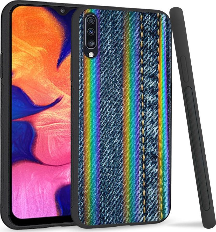 Mojworld Etui na telefon Samsung A70 Rainbow Case Jeans 1