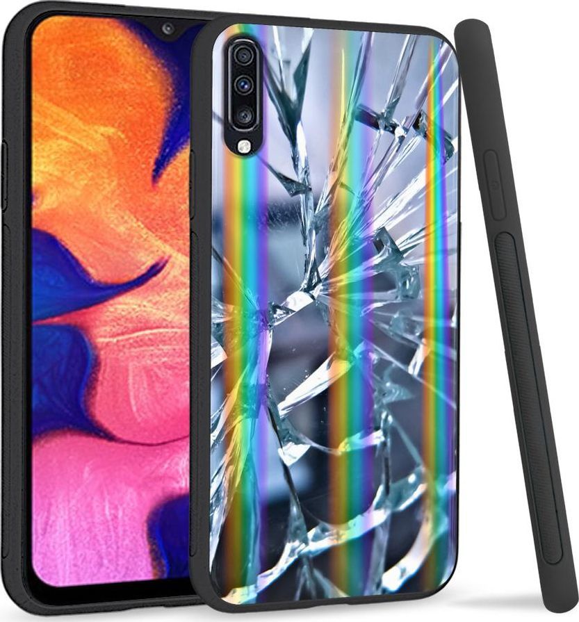 Mojworld Etui na telefon Samsung A70 Rainbow Case Pęknięte szkło 1