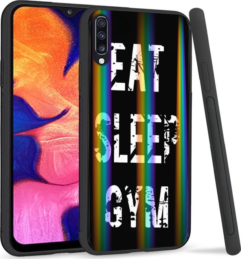 Mojworld Etui na telefon Samsung A70 Rainbow Case Eat Sleep Gym 1