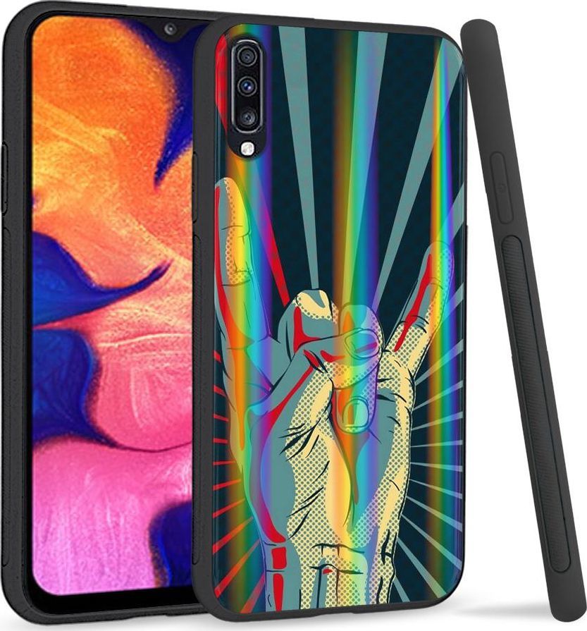 Mojworld Etui na telefon Samsung A70 Rainbow Case Evil Sign 1