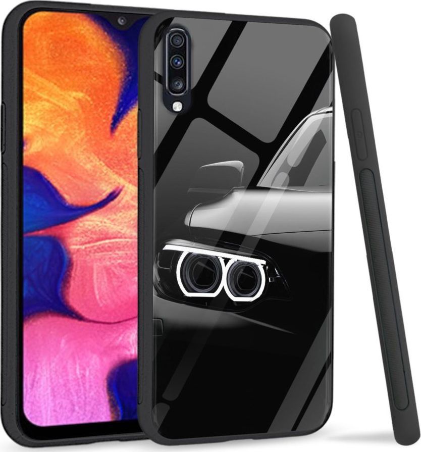 Super Fashion Premium Case Car Headlights to szklane etui na Samsung Galaxy A70 1