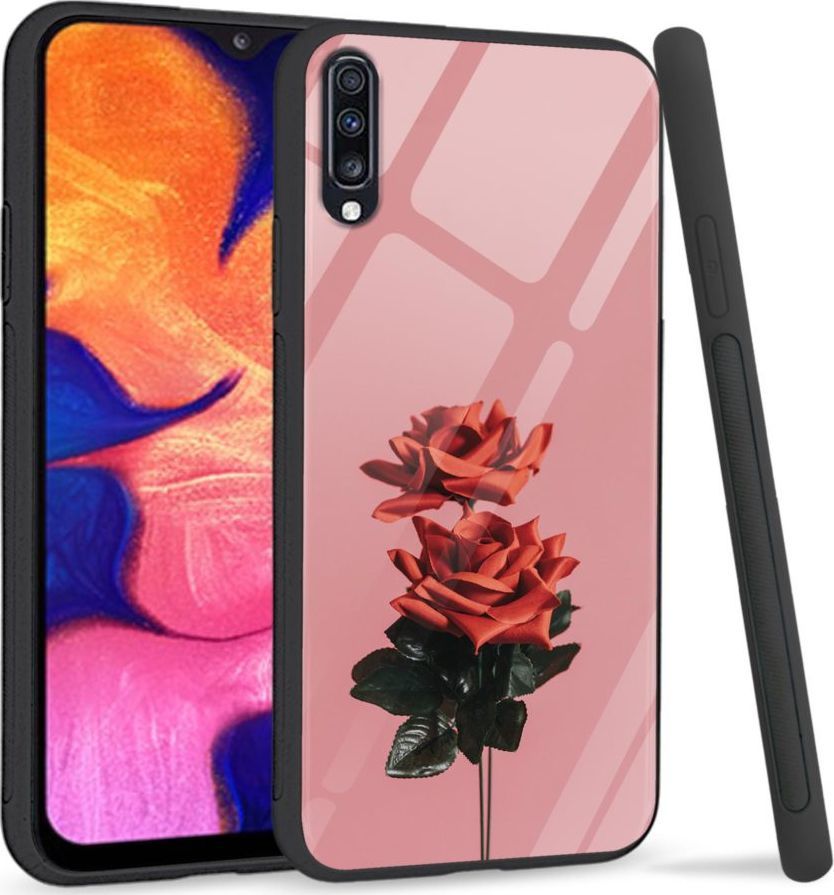 Super Fashion Premium Case Rose love to szklane etui na Samsung Galaxy A70 1