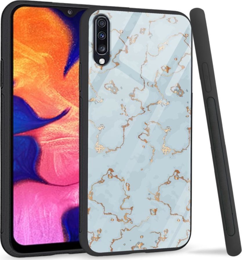 Super Fashion Premium Case Golden blue granite to szklane etui na Samsung Galaxy A70 1