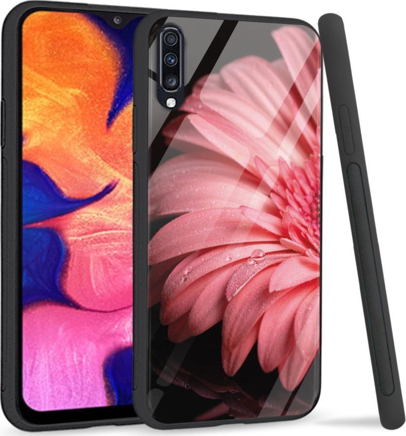 Super Fashion Premium Case Pink flower to szklane etui na Samsung Galaxy A70 1