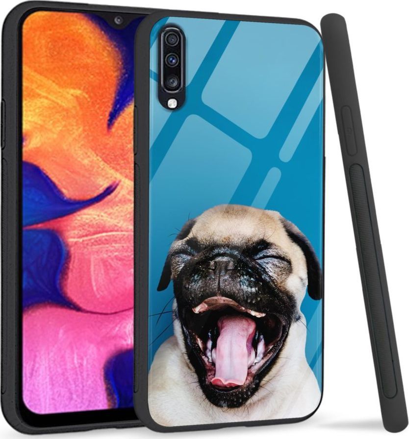 Super Fashion Premium Case Pug to szklane etui na Samsung Galaxy A70 1