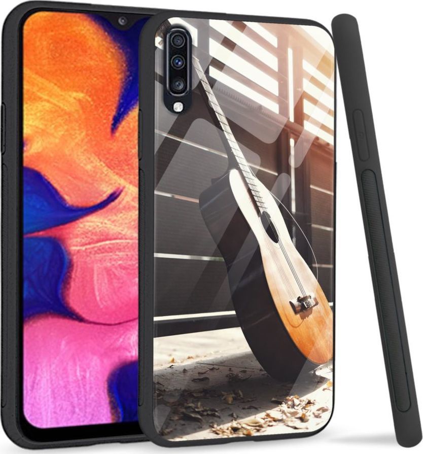 Super Fashion Premium Case Wooden Guitar to szklane etui na Samsung Galaxy A70 1