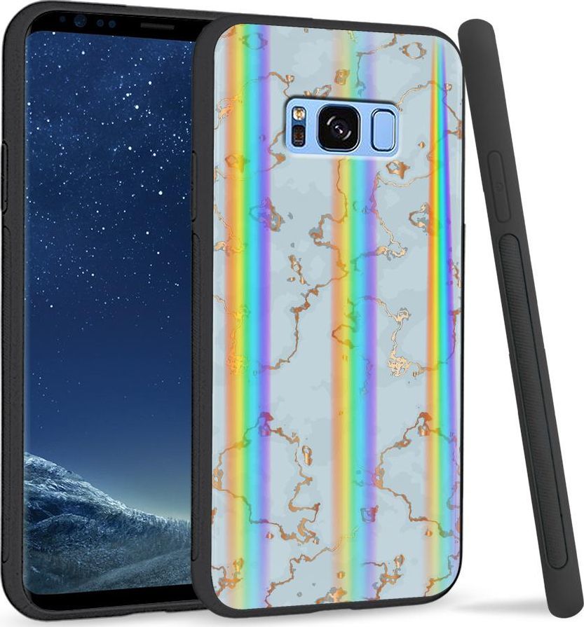 Super Fashion Etui na telefon Samsung S8 Rainbow Case Golden blue granite 1