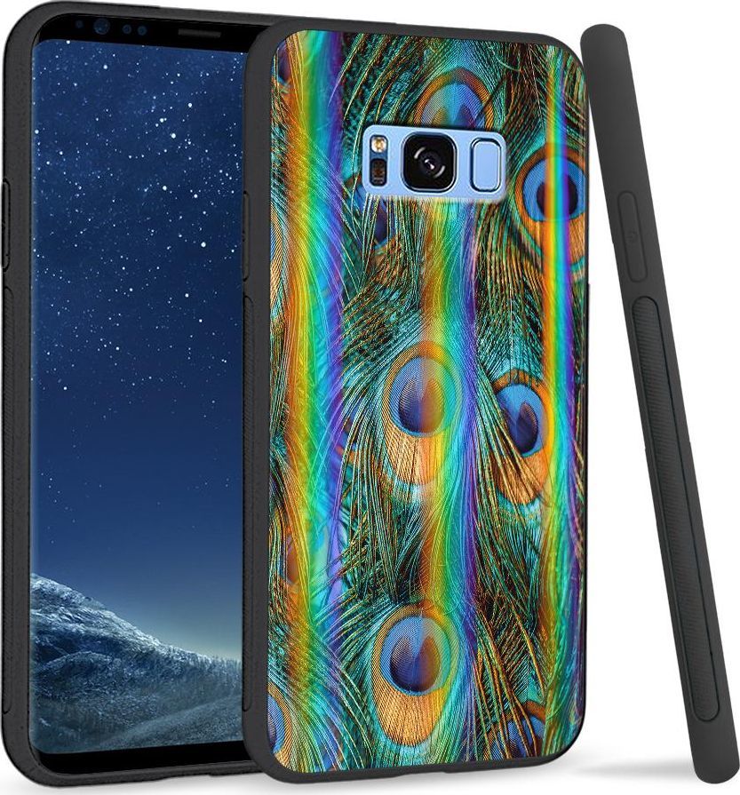 Super Fashion Etui na telefon Samsung S8 Rainbow Case Peacock Feather Bunch 1