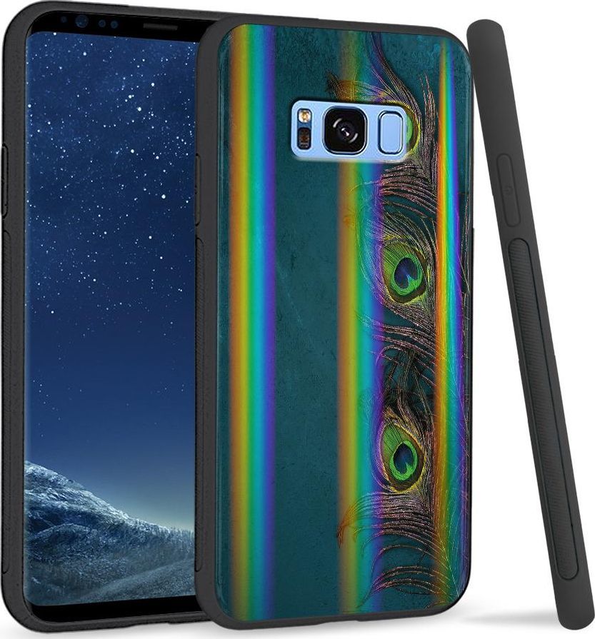 Super Fashion Etui na telefon Samsung S8 Rainbow Case Three Peacock Feathers 1