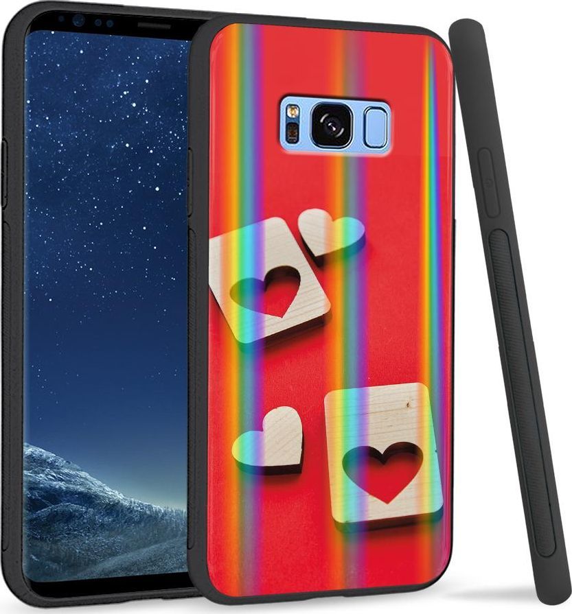 Super Fashion Etui na telefon Samsung S8 Rainbow Case Dwa serca 1
