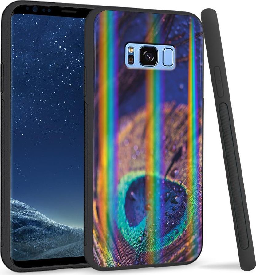 Super Fashion Etui na telefon Samsung S8 Rainbow Case Peacock Feather Closeup 1
