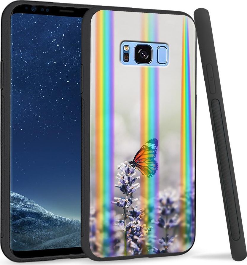 Super Fashion Etui na telefon Samsung S8 Rainbow Case Motyl 1