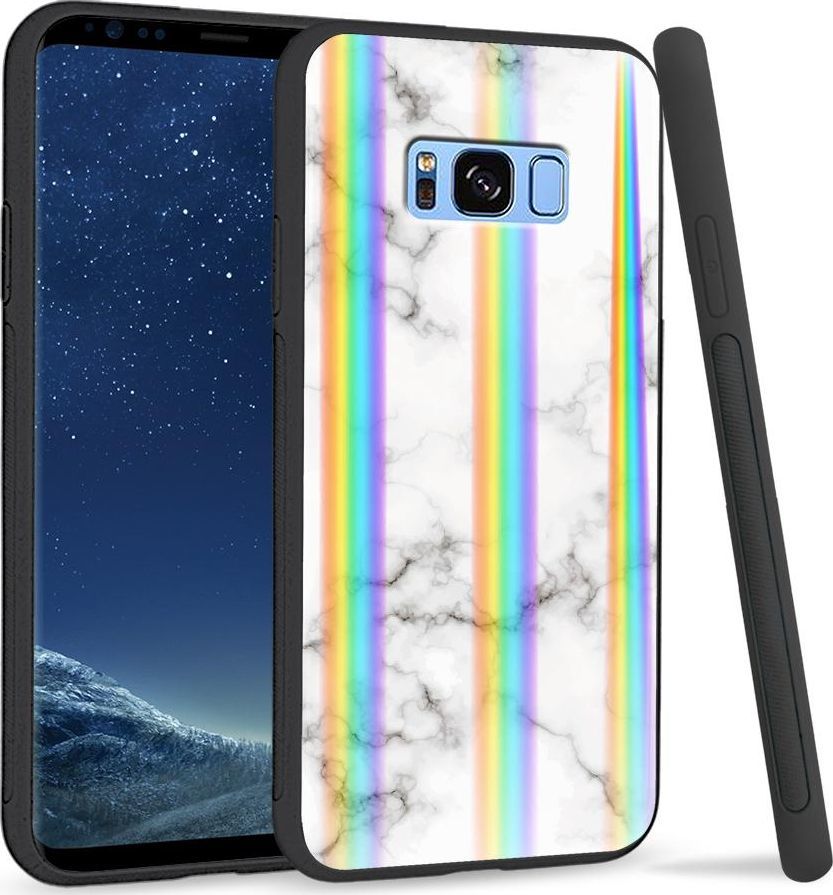 Super Fashion Etui na telefon Samsung S8 Rainbow Case White granite 1