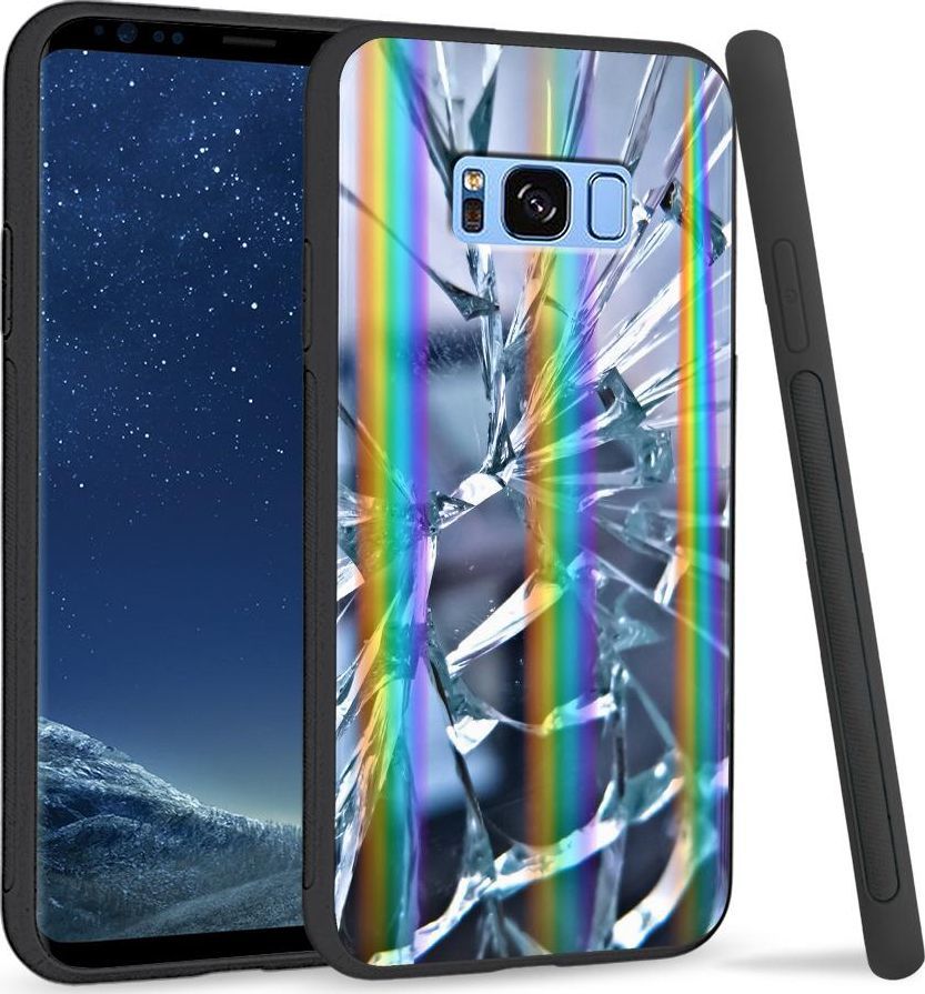 Super Fashion Etui na telefon Samsung S8 Rainbow Case Pęknięte szkło 1