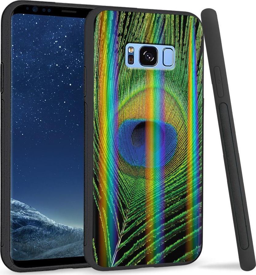 Super Fashion Etui na telefon Samsung S8 Rainbow Case Peacock Feather 1