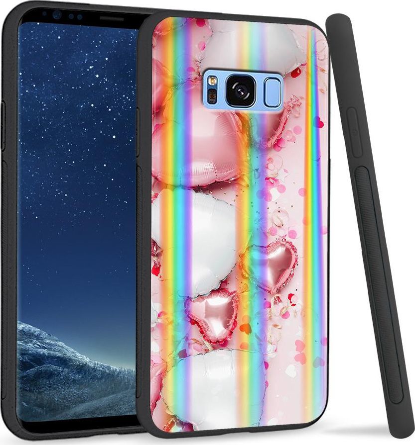 Super Fashion Etui na telefon Samsung S8 Rainbow Case Baloon Hearts 1