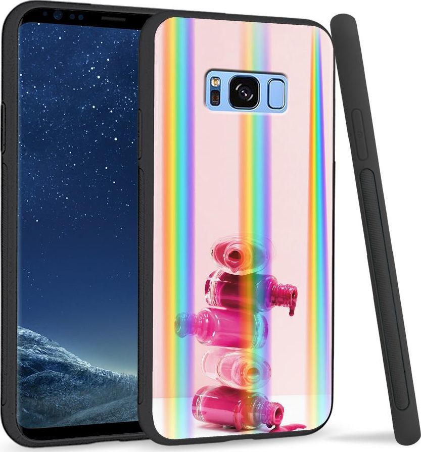 Super Fashion Etui na telefon Samsung S8 Rainbow Case Różowy lakier 1