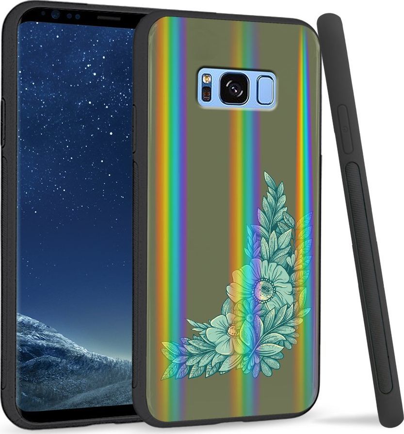 Super Fashion Etui Rainbow Series na Samsung S8 Plus Niebieskie kwiaty 1
