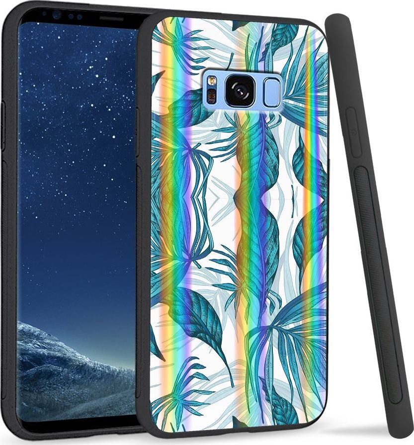 Super Fashion Etui Rainbow Series na Samsung S8 Plus Niebieskie liście 1