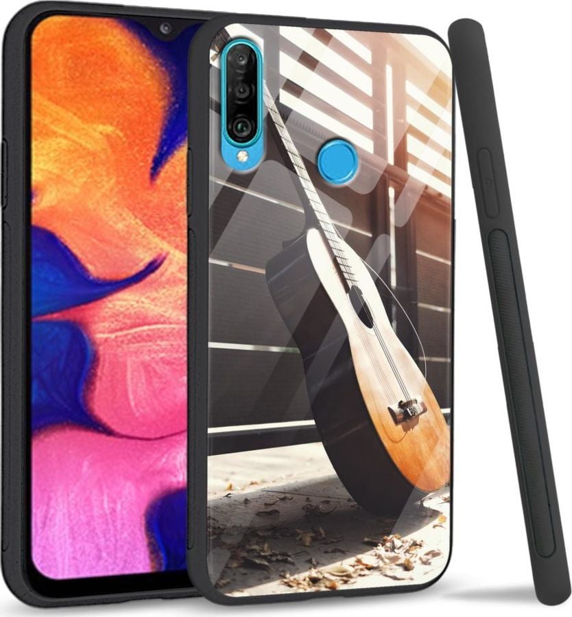 Super Fashion Etui na telefon Huawei P30 Lite Premium Case Wooden Guitar 1