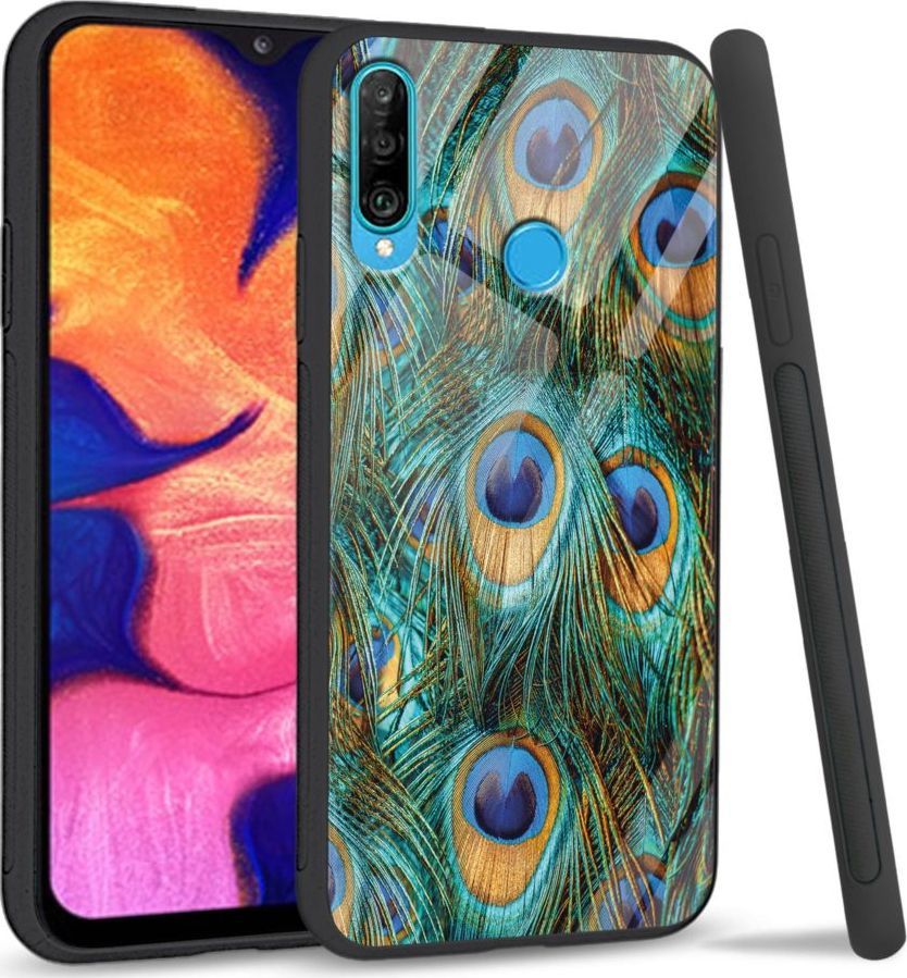 Super Fashion Etui na telefon Huawei P30 Lite Premium Case Peacock Feather Bunch 1