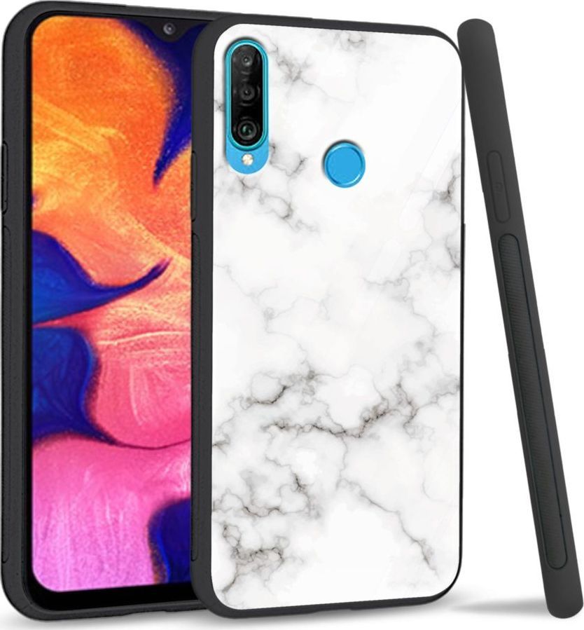 Super Fashion Etui na telefon Huawei P30 Lite Premium Case White granite 1