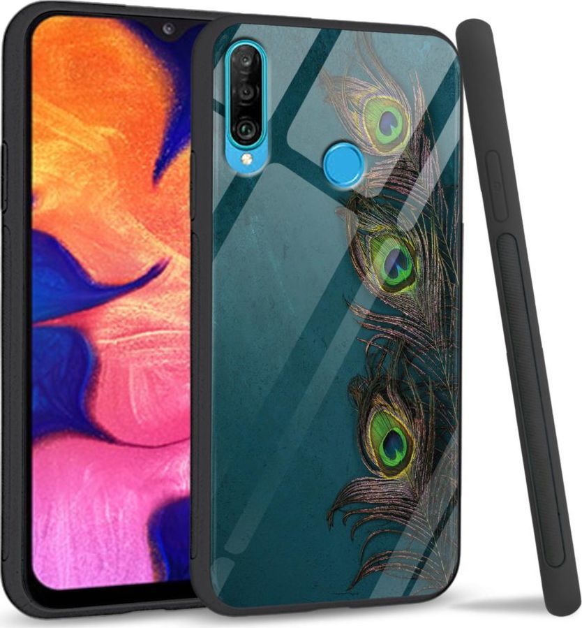 Super Fashion Etui na telefon Huawei P30 Lite Premium Case Three Peacock Feathers 1