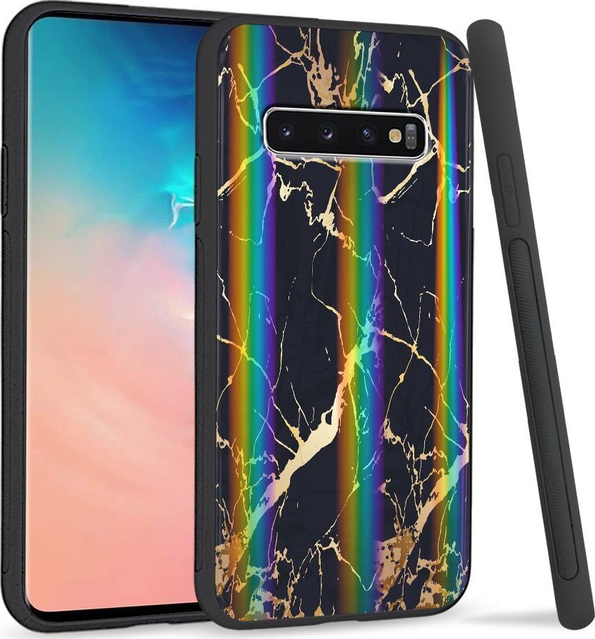 Super Fashion Etui Rainbow Series na Samsung S10 Black gold granite 1