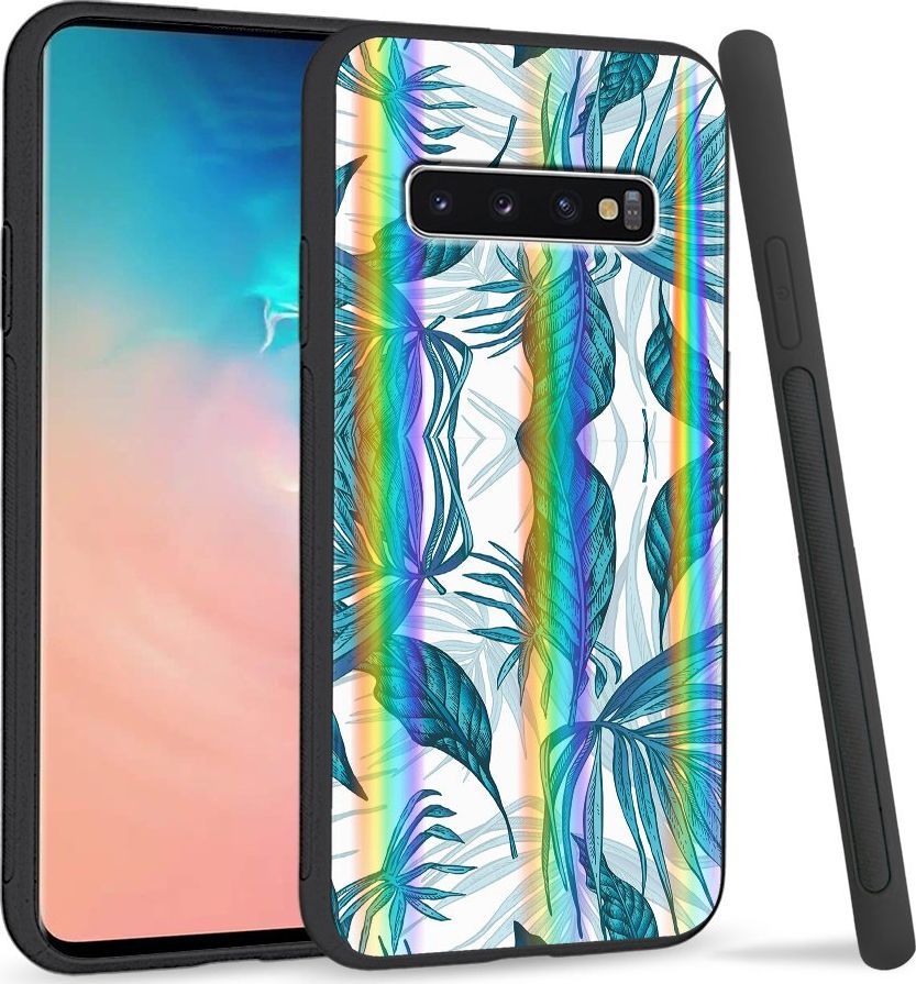 Super Fashion Etui Rainbow Series na Samsung S10 Niebieskie liście 1