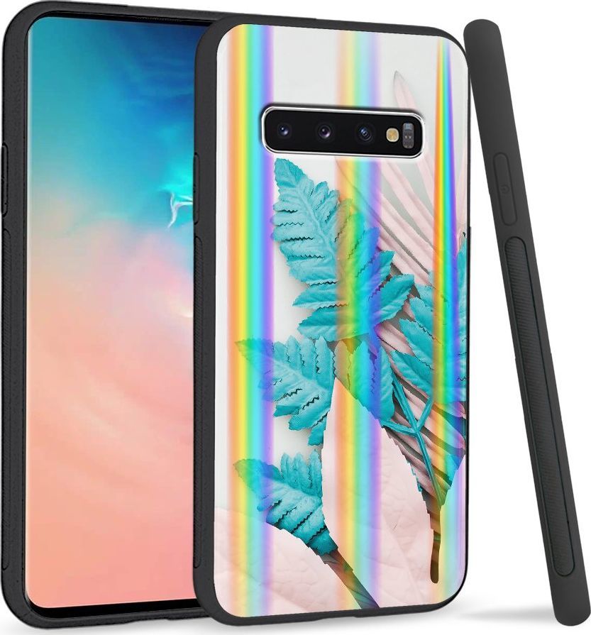 Super Fashion Etui Rainbow Series na Samsung S10 Blue white leaf 1