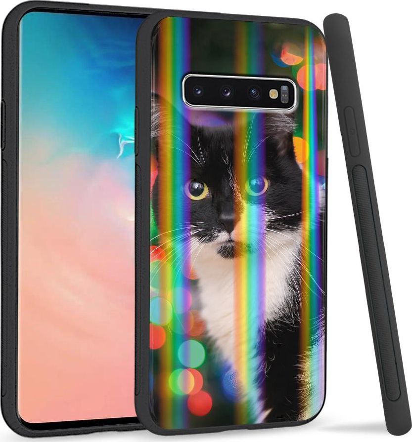 Super Fashion Etui Rainbow Series na Samsung S10 Plus Uroczy kot 1