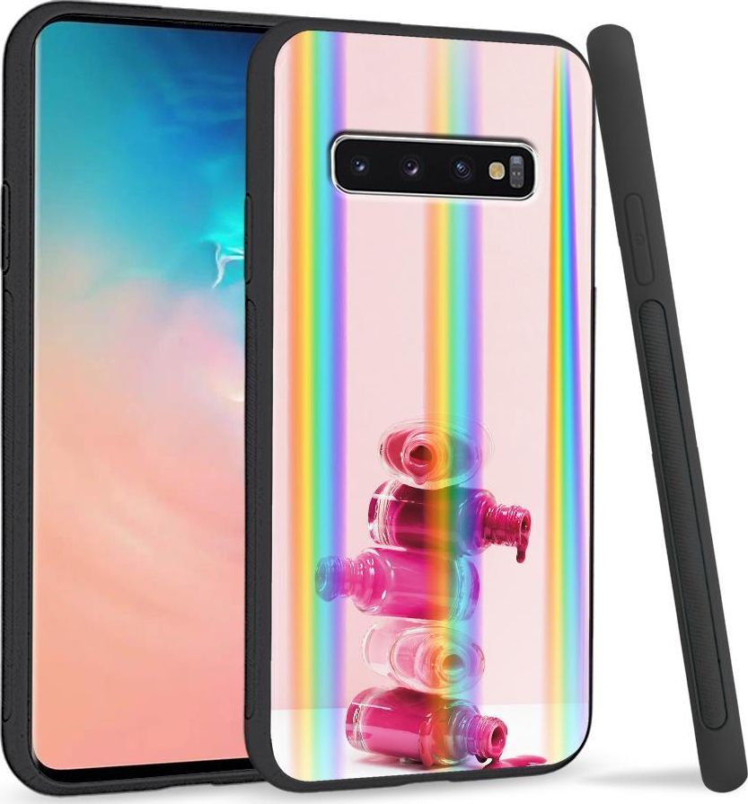Super Fashion Etui Rainbow Series na Samsung S10 Plus Różowy lakier 1