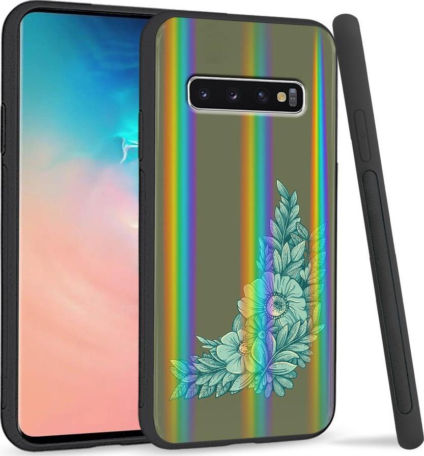 Super Fashion Etui Rainbow Series na Samsung S10 Plus Niebieskie kwiaty 1