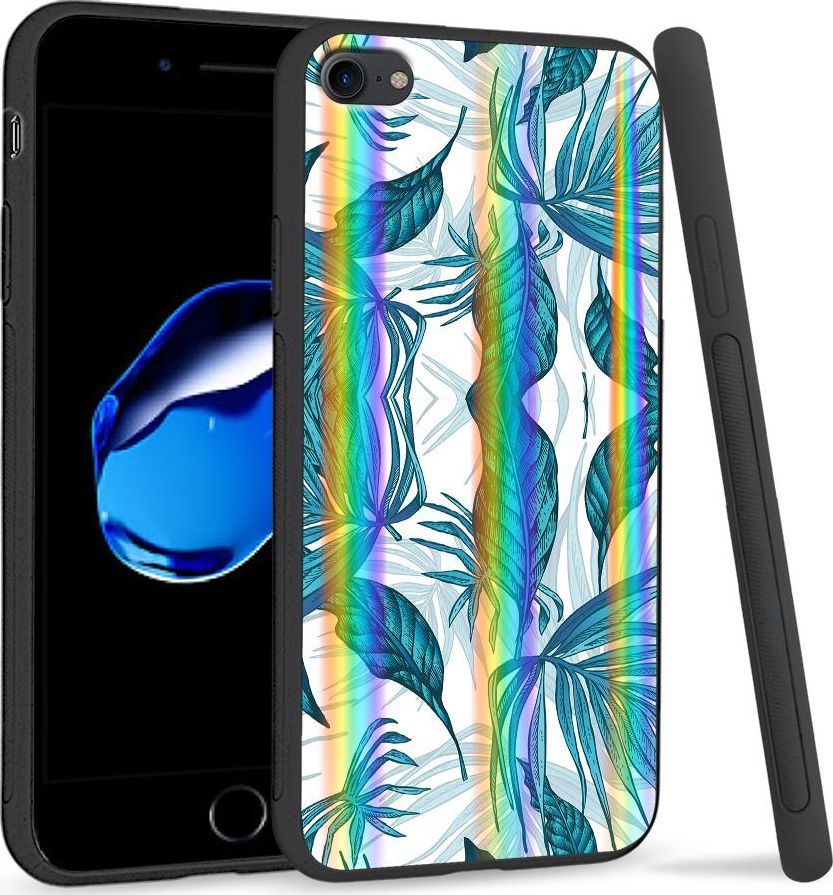 Super Fashion Etui Rainbow Series na Apple iPhone 7 Niebieskie liście 1