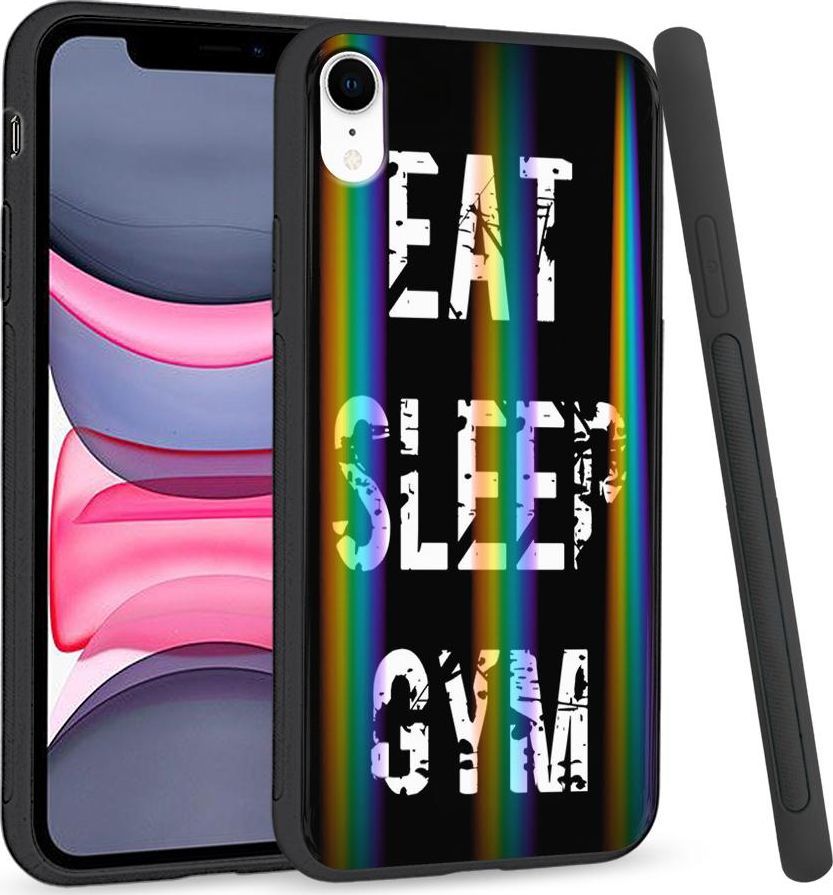 Super Fashion Etui Rainbow Series na Apple iPhone XR Eat Sleep Gym 1