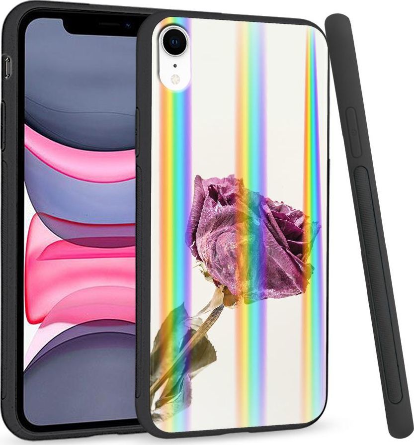 Super Fashion Etui Rainbow Series na Apple iPhone XR Fioletowa róża 1