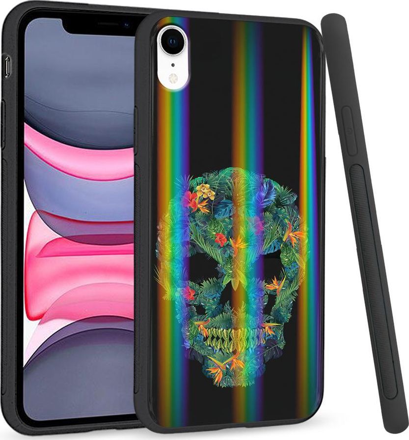 Super Fashion Etui Rainbow Series na Apple iPhone XR Czaszka z roślin 1