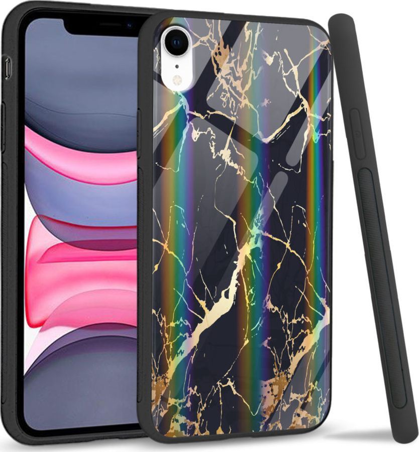 Super Fashion Etui Rainbow Series na Apple iPhone XR Black gold granite 1