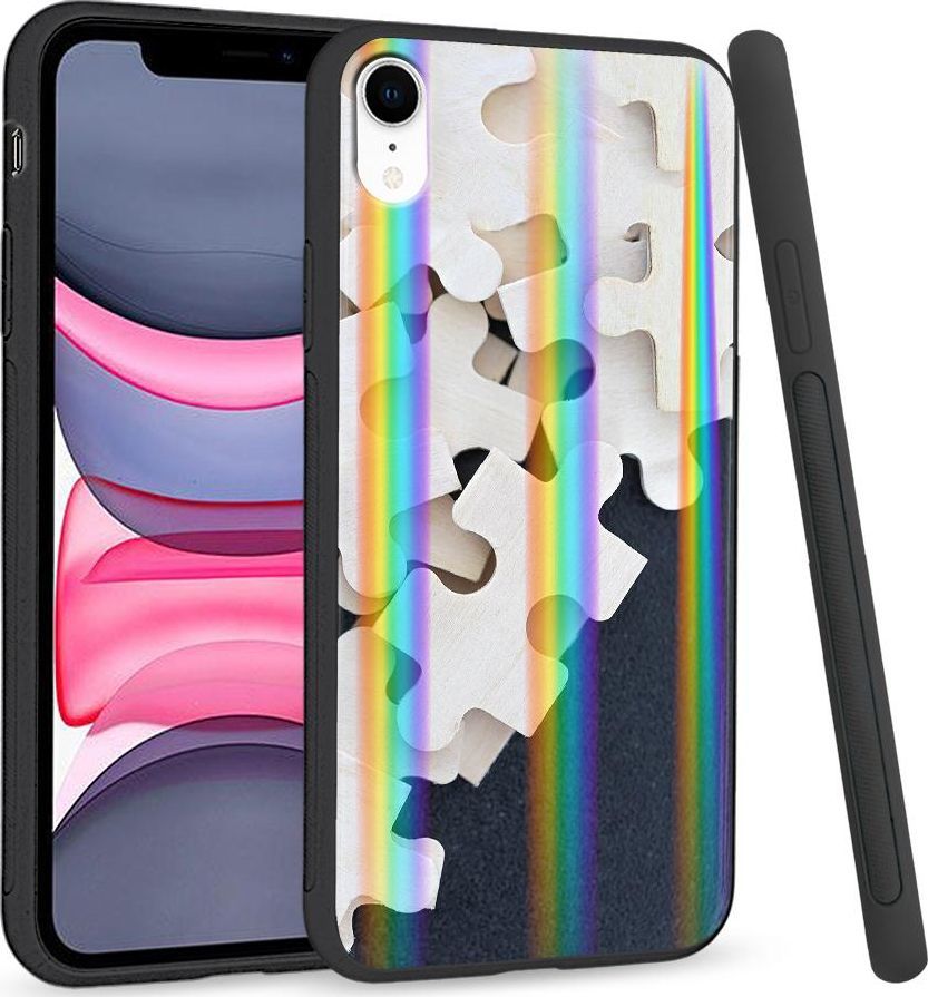 Super Fashion Etui Rainbow Series na Apple iPhone XR Drewniane puzzle 1