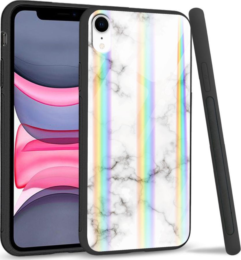 Super Fashion Etui Rainbow Series na Apple iPhone XR White granite 1