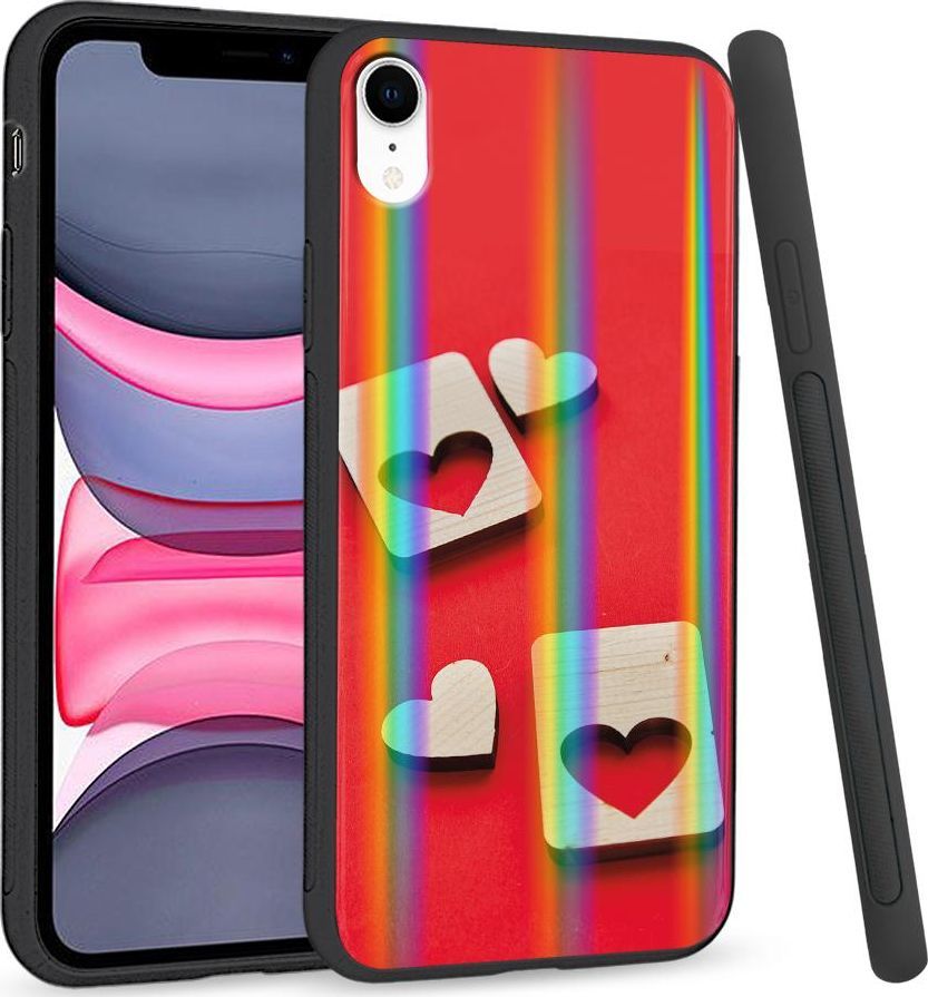 Super Fashion Etui Rainbow Series na Apple iPhone XR Dwa serca 1