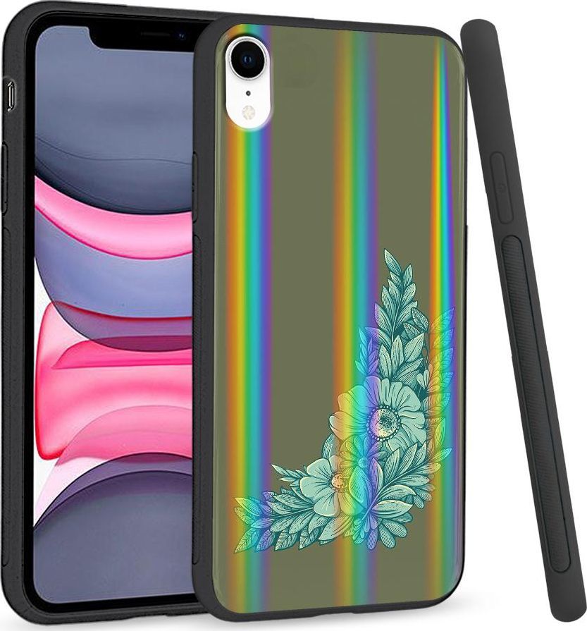 Super Fashion Etui Rainbow Series na Apple iPhone XR Niebieskie kwiaty 1