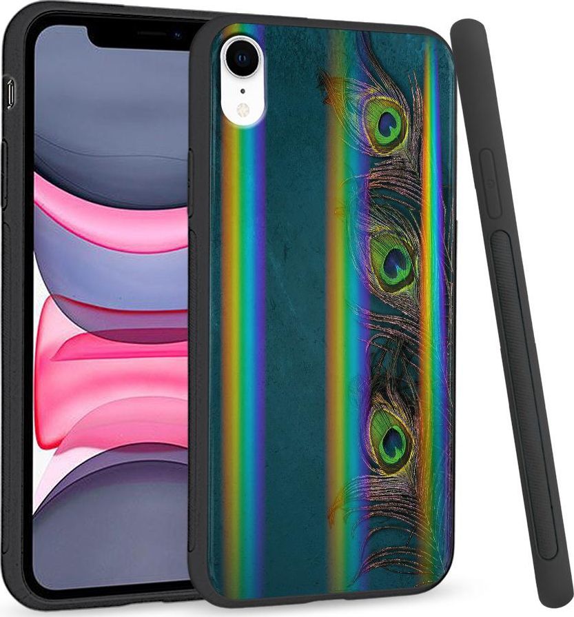 Super Fashion Etui Rainbow Series na Apple iPhone XR Three Peacock Feathers 1