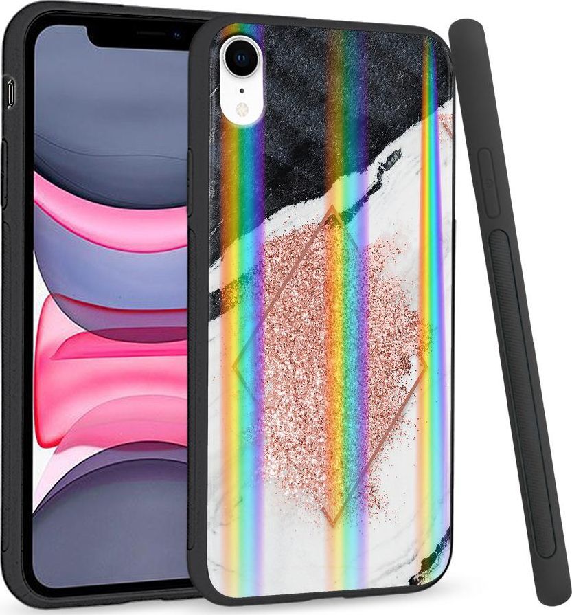 Super Fashion Etui Rainbow Series na Apple iPhone XR Różowy marmur 1