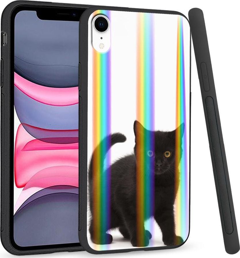 Super Fashion Etui Rainbow Series na Apple iPhone XR Black Kitty 1