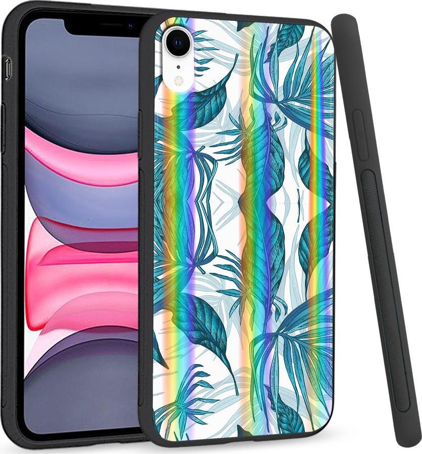 Super Fashion Etui Rainbow Series na Apple iPhone XR Niebieskie liście 1